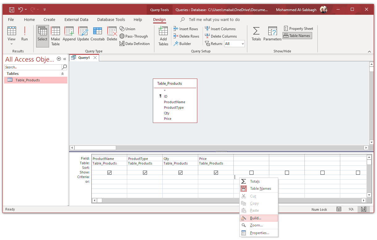 MS Access Add New Expression