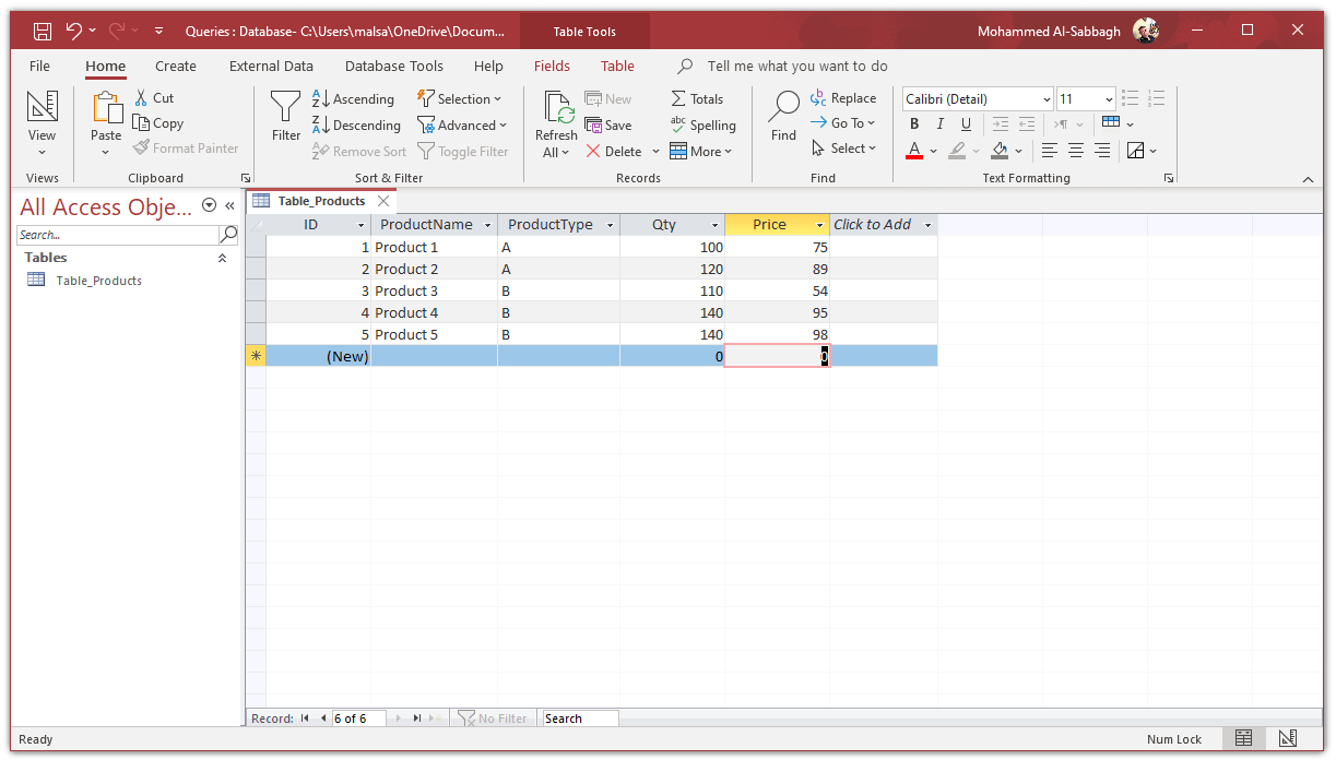 View MS Access Query