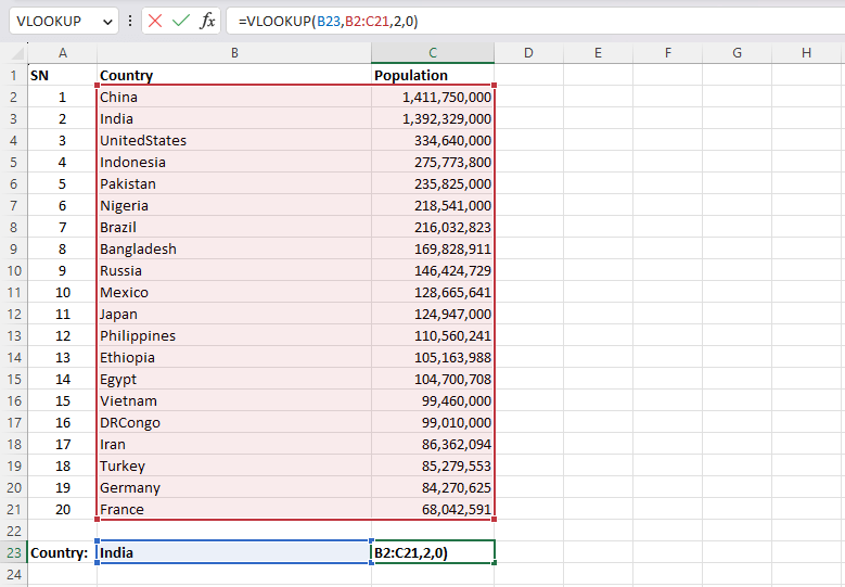 Excel VLOOKUP Formula