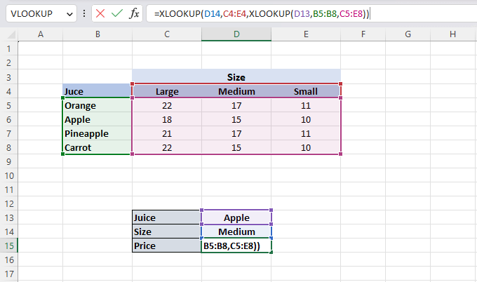 Two-Way XLOOKUP formula