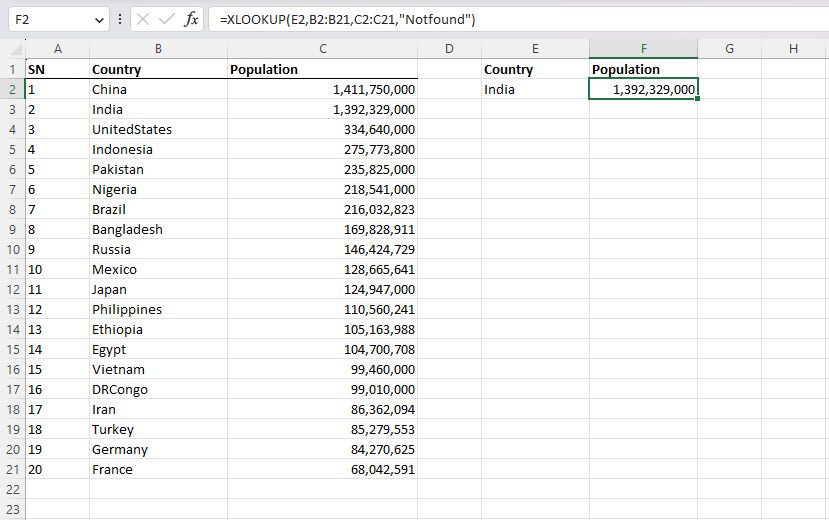 XLOOKUP Formula