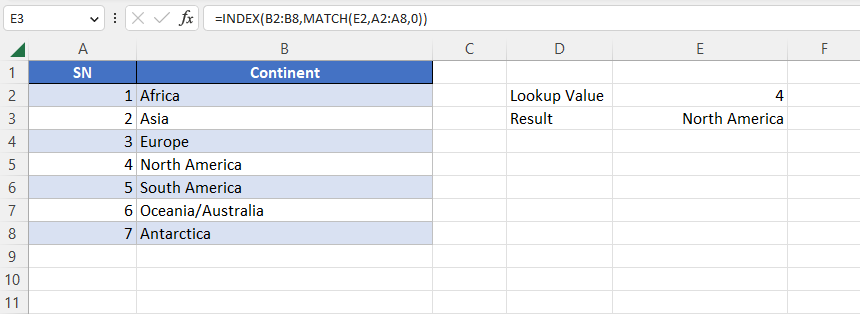 Index and Match in Excel