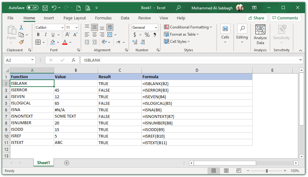 Microsoft Excel IS Functions