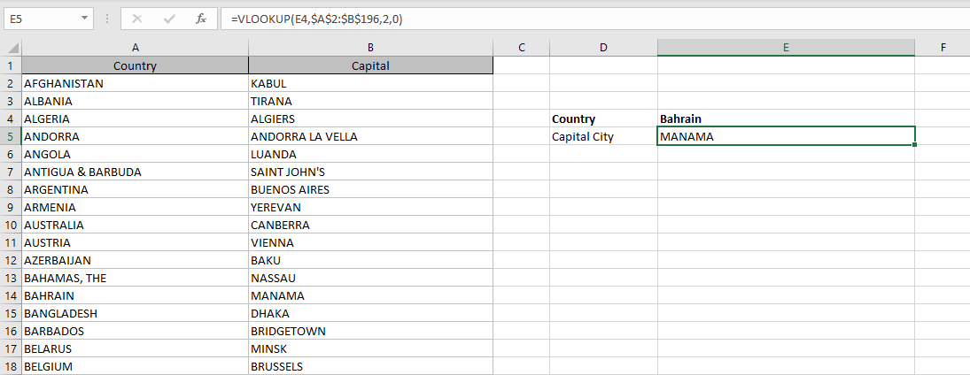 Microsoft Excel DLOOKUP Result