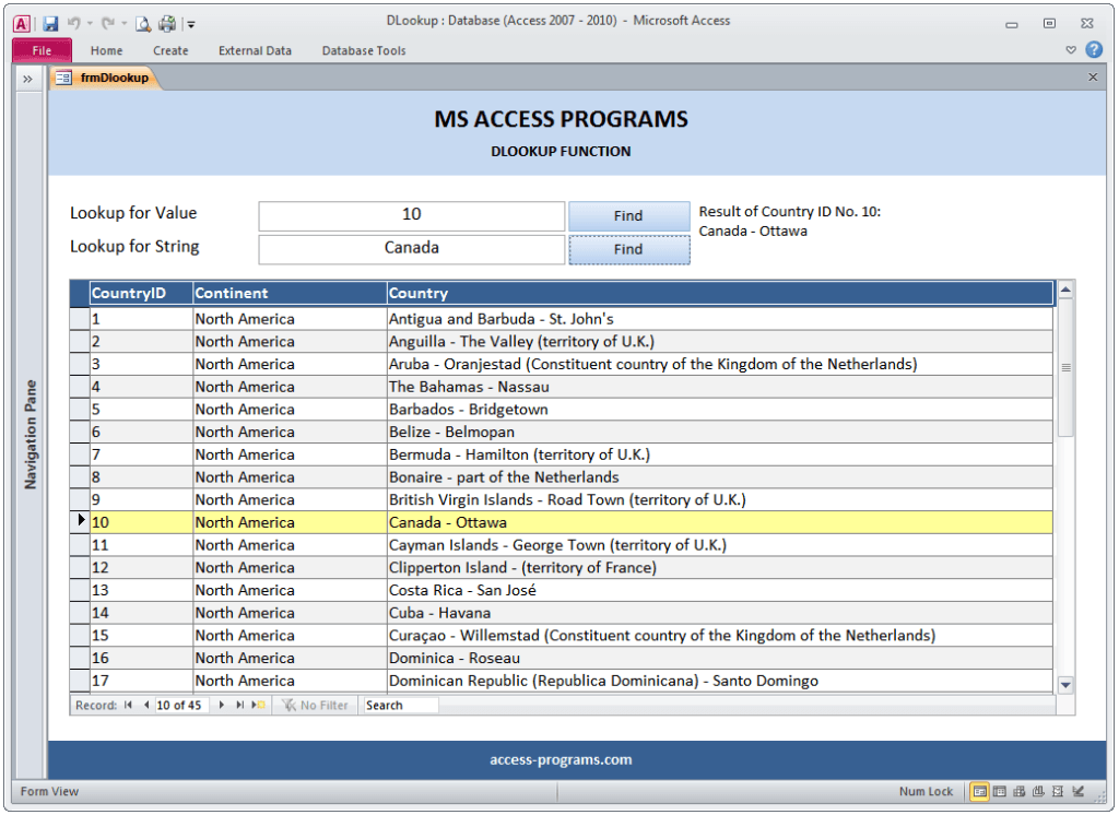 MS Access DLOOKUP Function Microsoft Access Programs