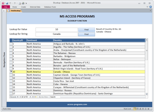 MS Access DLOOKUP Function - Microsoft Access Programs