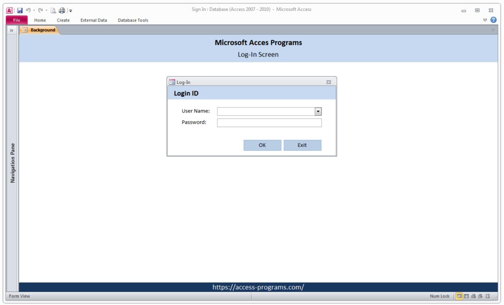 MS Access Login Form