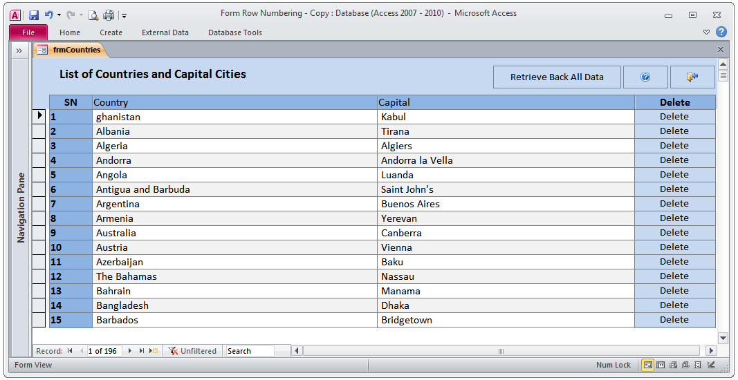 ms access dcount