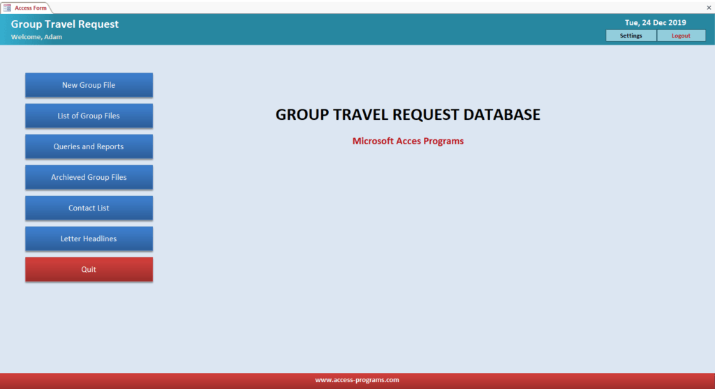 Airlines Group Travel Request