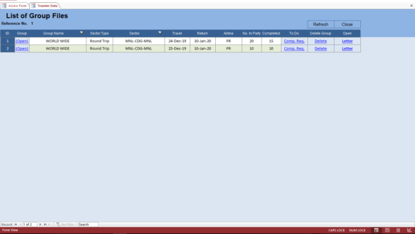 Airlines Group Travel Request