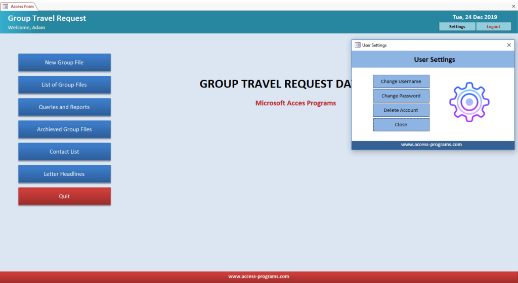 Airlines Group Travel Request