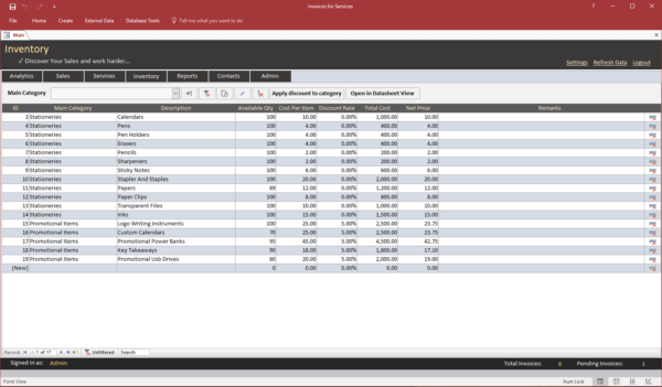 Inventory Service Invoice