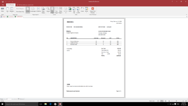 Service Invoice Receipt