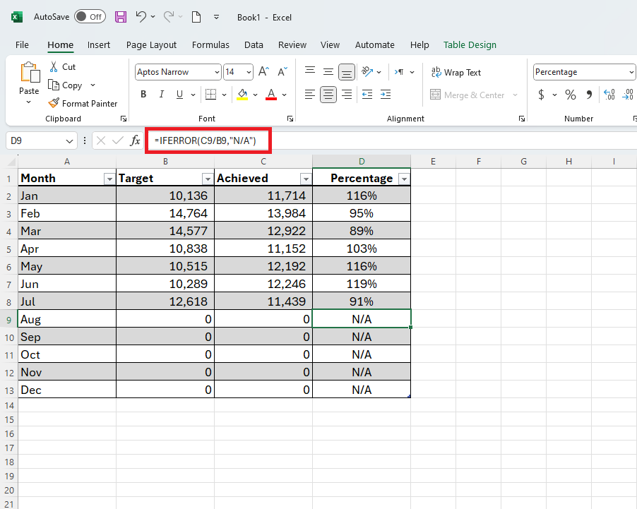 IFERROR function in Excel