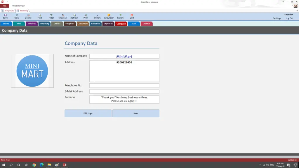 Company Date Billing and invoicing software