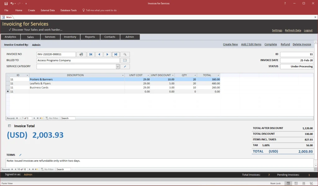 MS Access EasyService POS for Windows