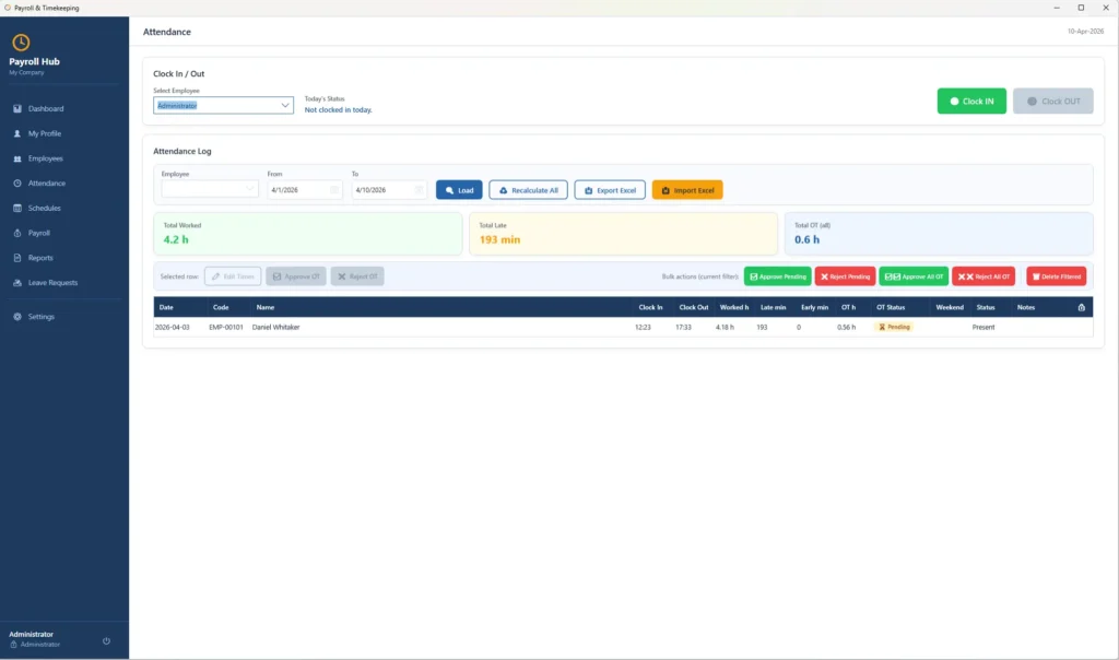 Payroll Software - Attendance and Time Tracking